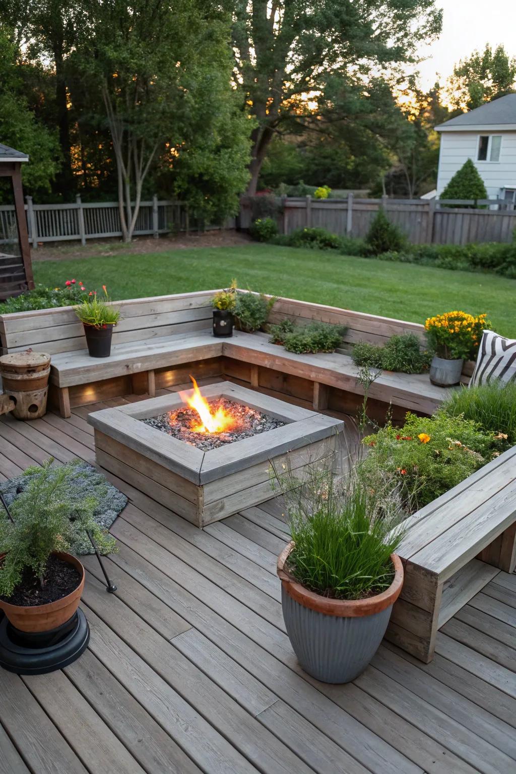 Integrated benches offer elegant and space-efficient seating options.