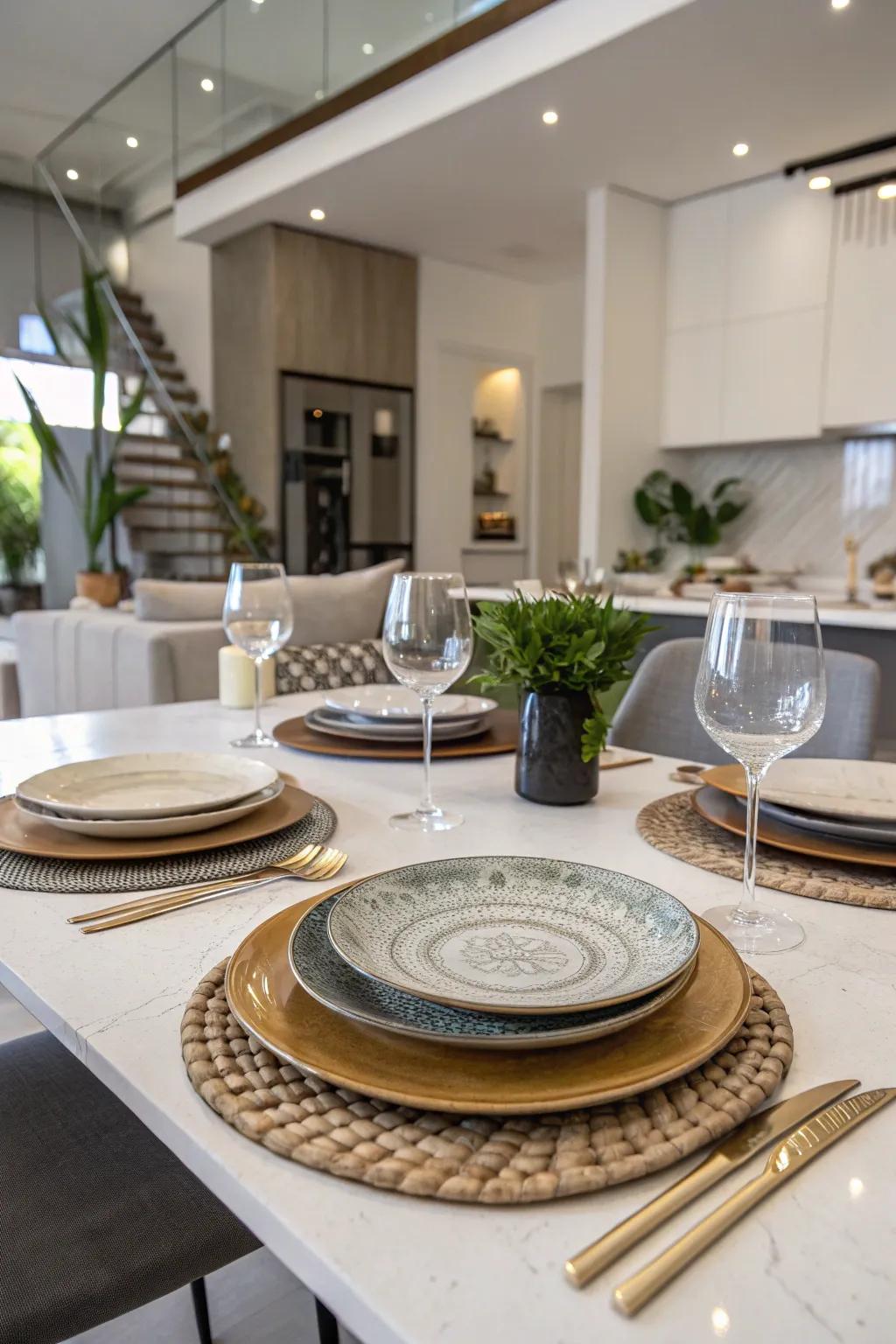 A mixture of materials delivers a vibrant table aesthetic.