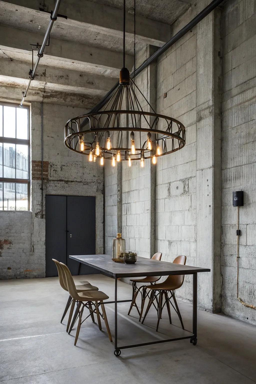 Embody urban sophistication with an industrial chandelier.