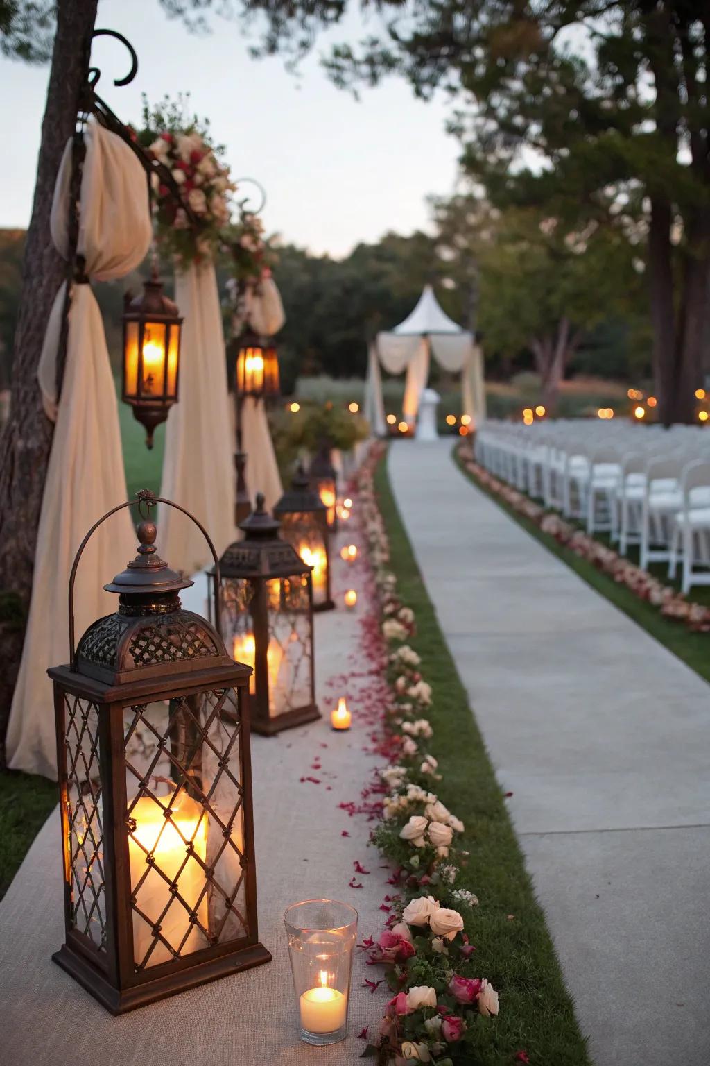 Handheld lights engender a snug and amorous atmosphere for your processional.