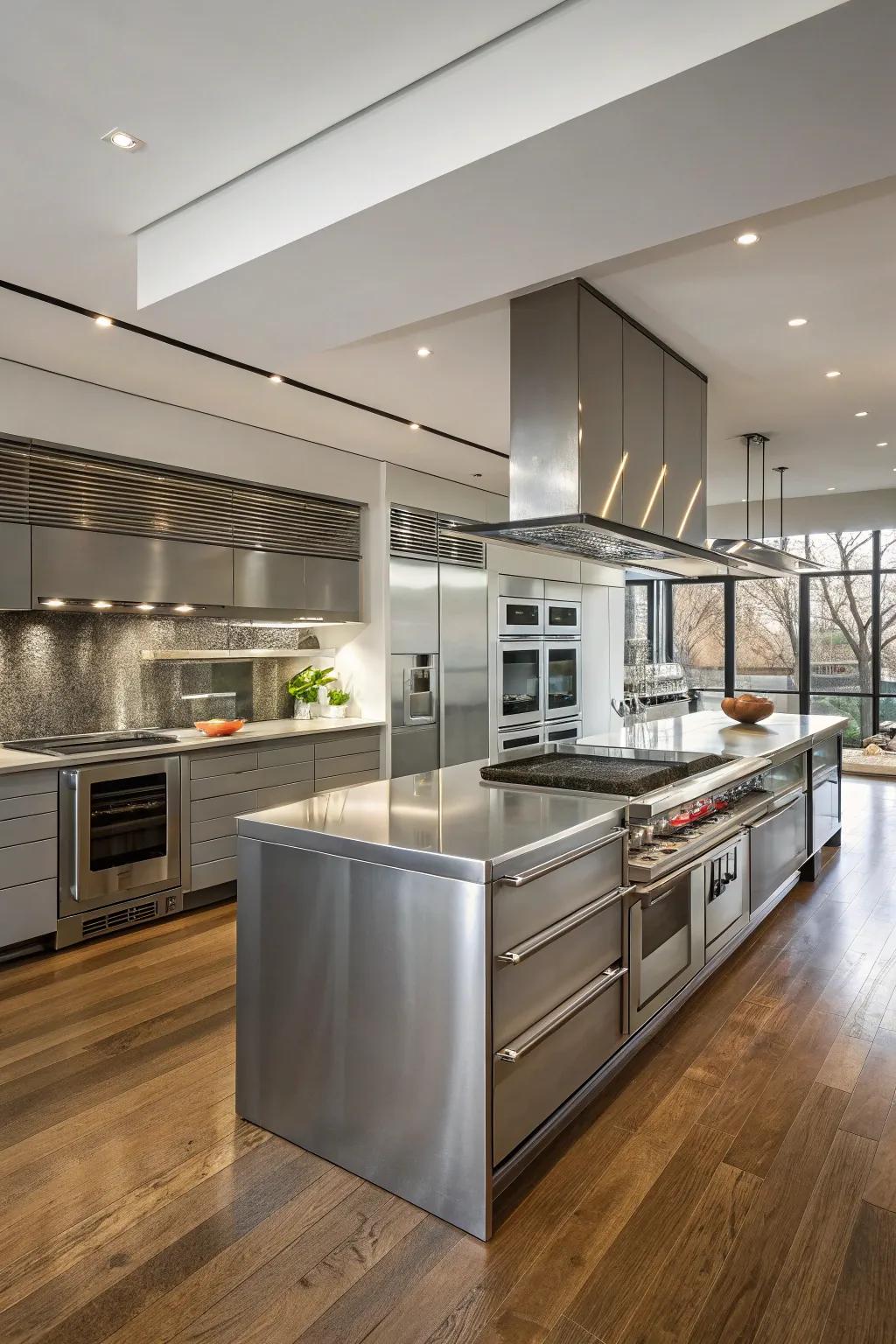 A dual-island cookery that blends practicality with flair.