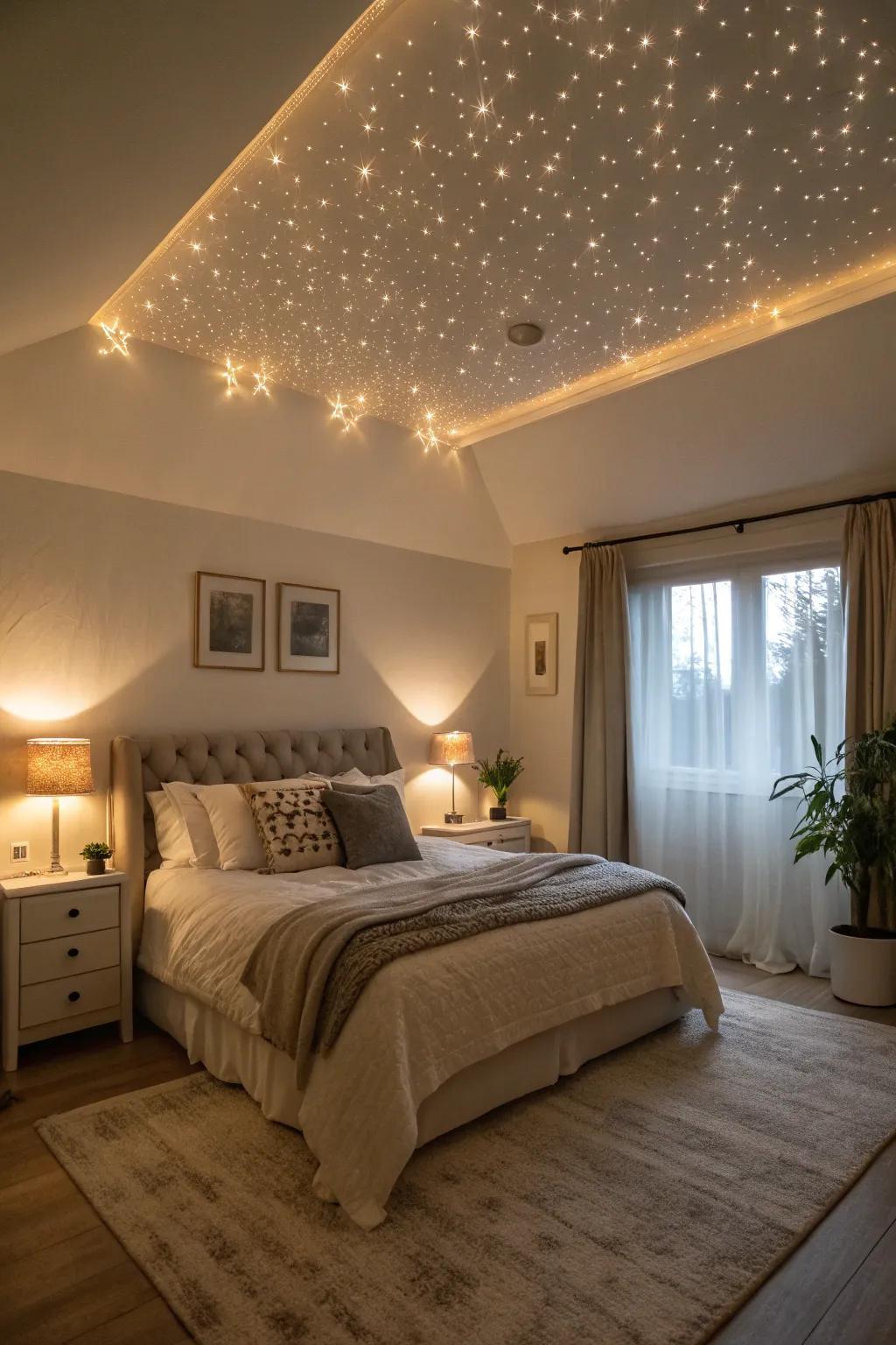 Cove lighting offers a soothing mood in this boudoir.
