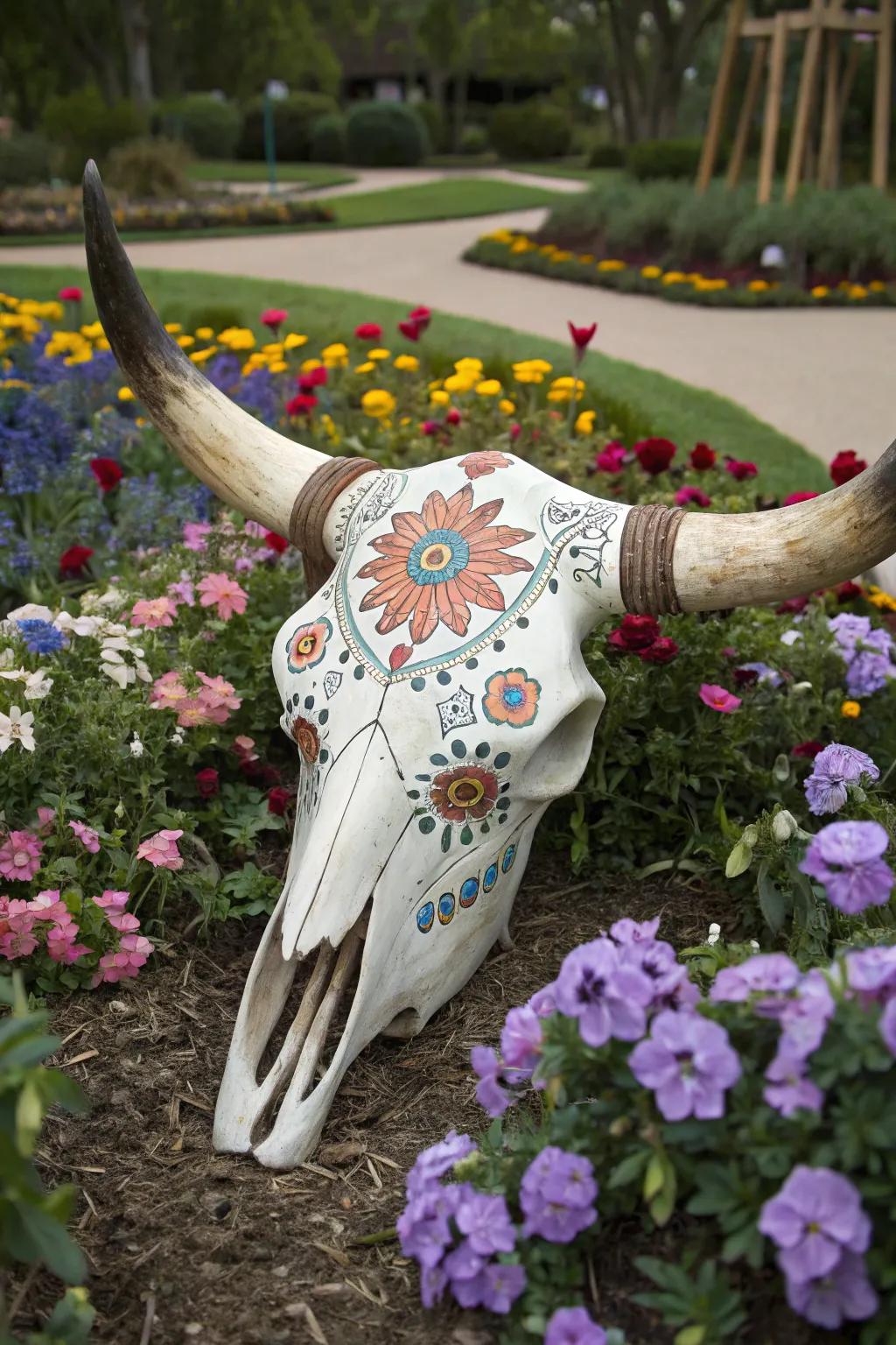 Floral designs add a delicate nuance to solid furnishings.