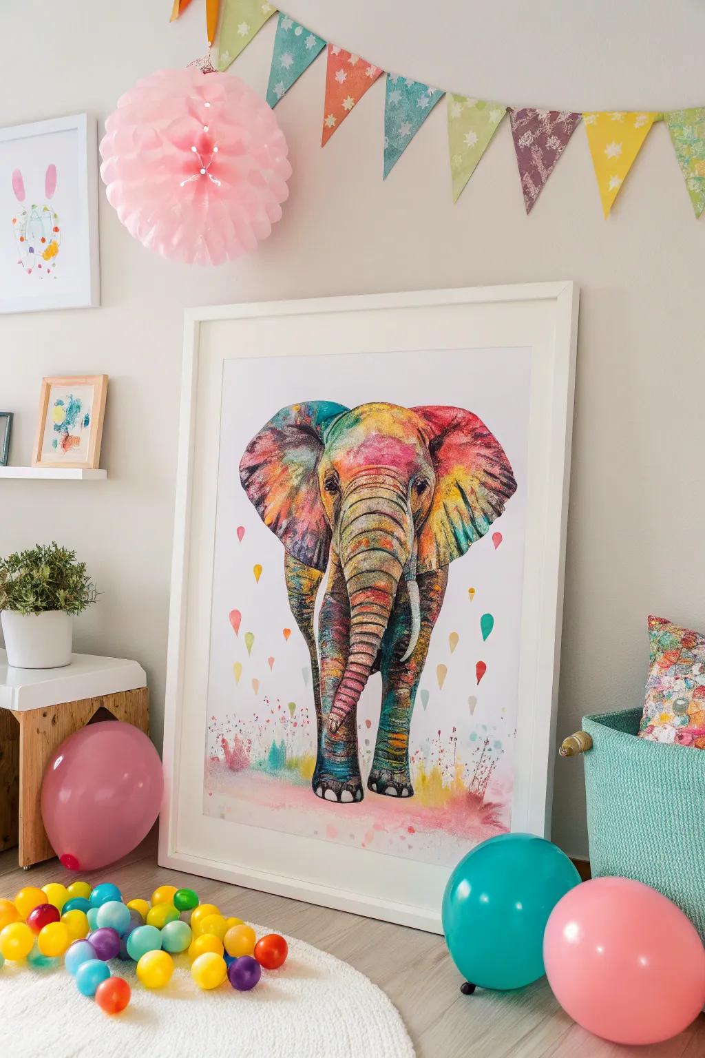Vibrant pachyderm designs are wonderful for adding joy to a kid's bedroom.