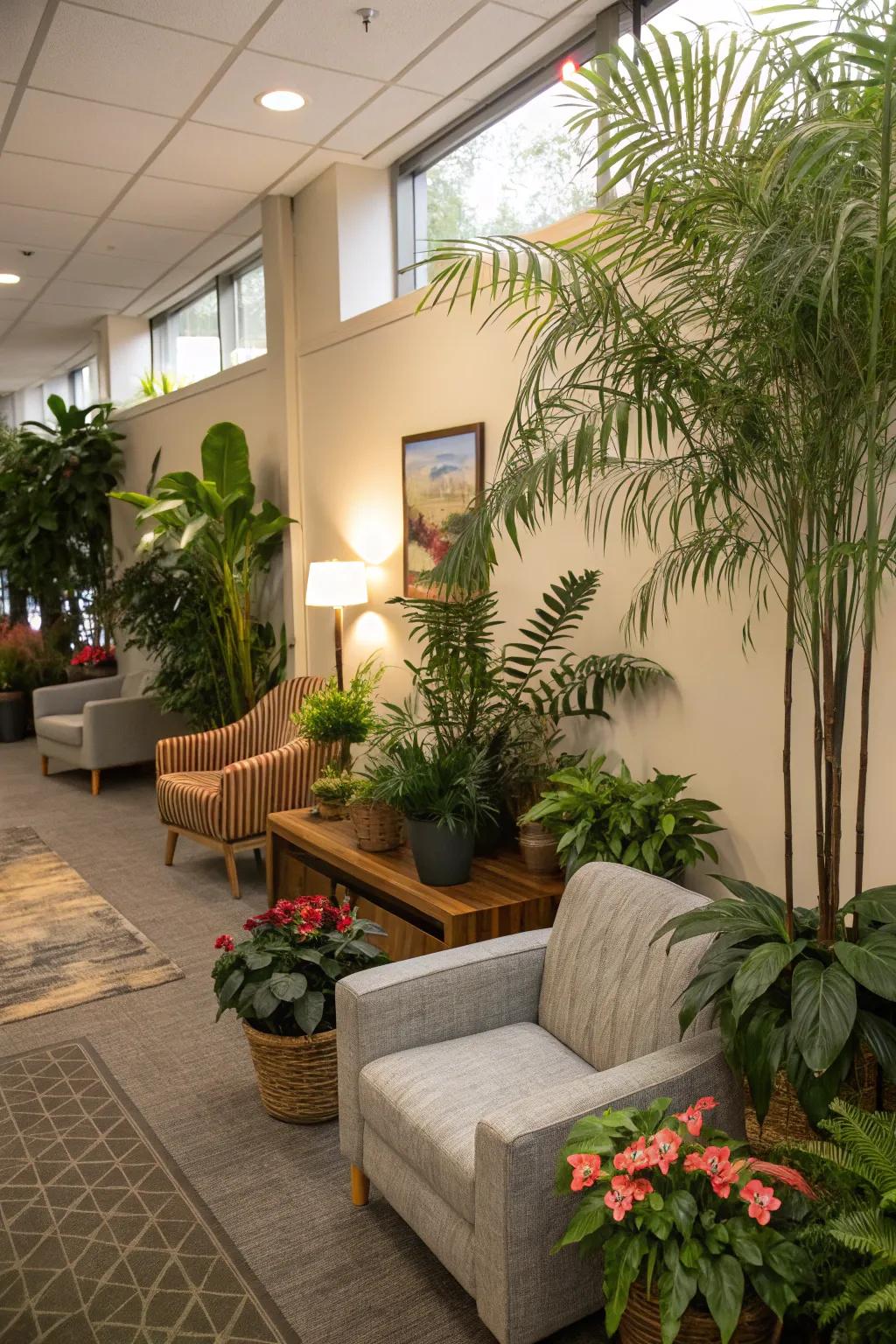 Rich greenery beautifies this tranquil lounge.