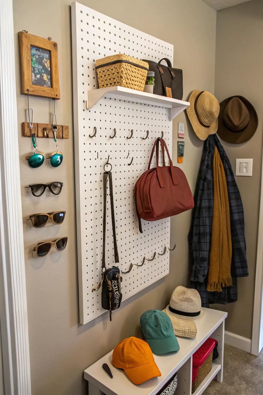 Make your storage your own with a pegboard that can change with your needs.