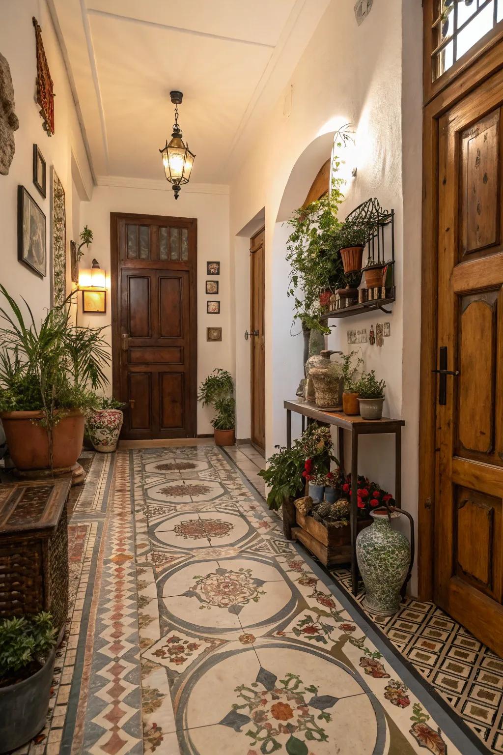 Vintage layouts contribute character to your entryway.