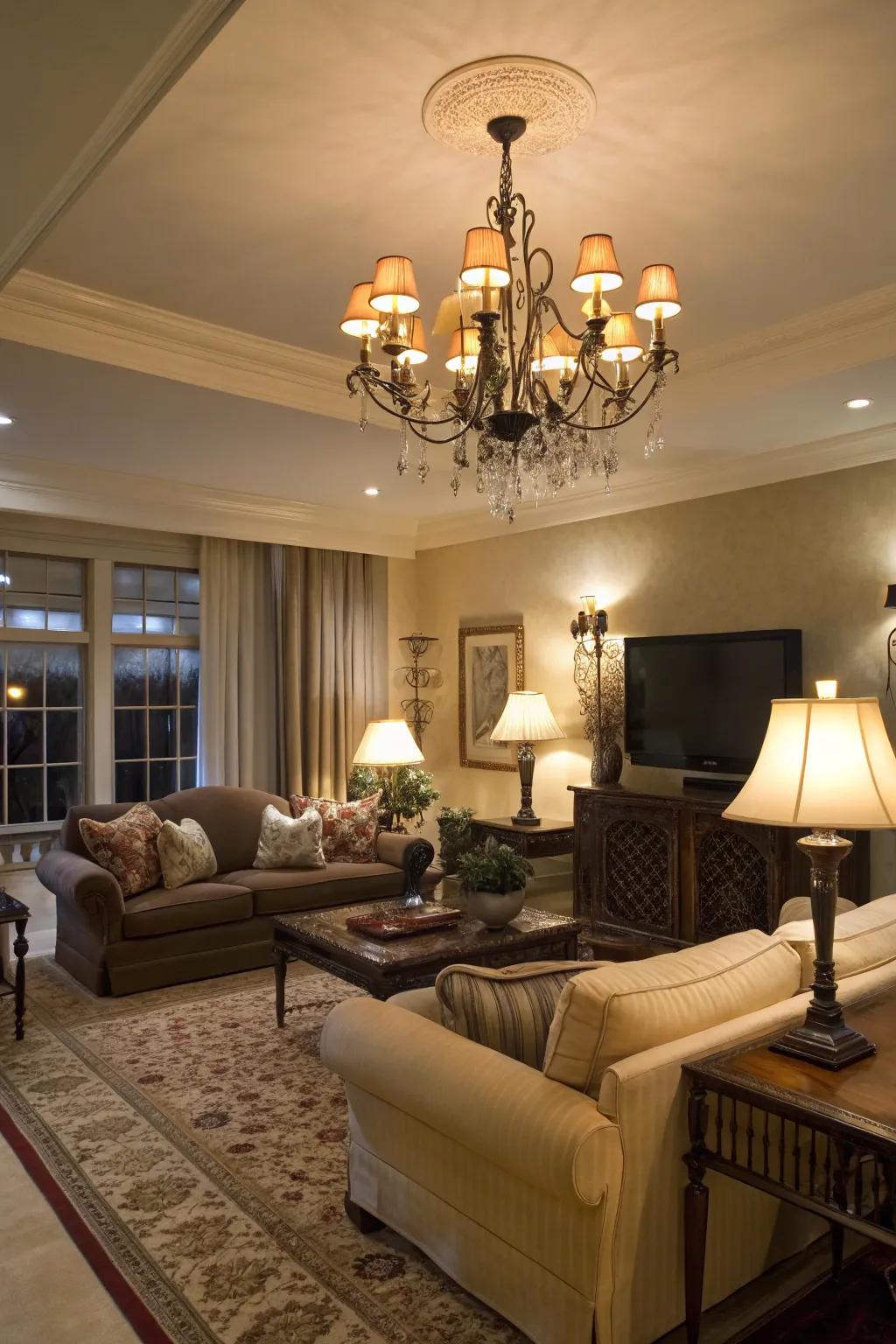 Lighting adjusts the atmosphere of each room.