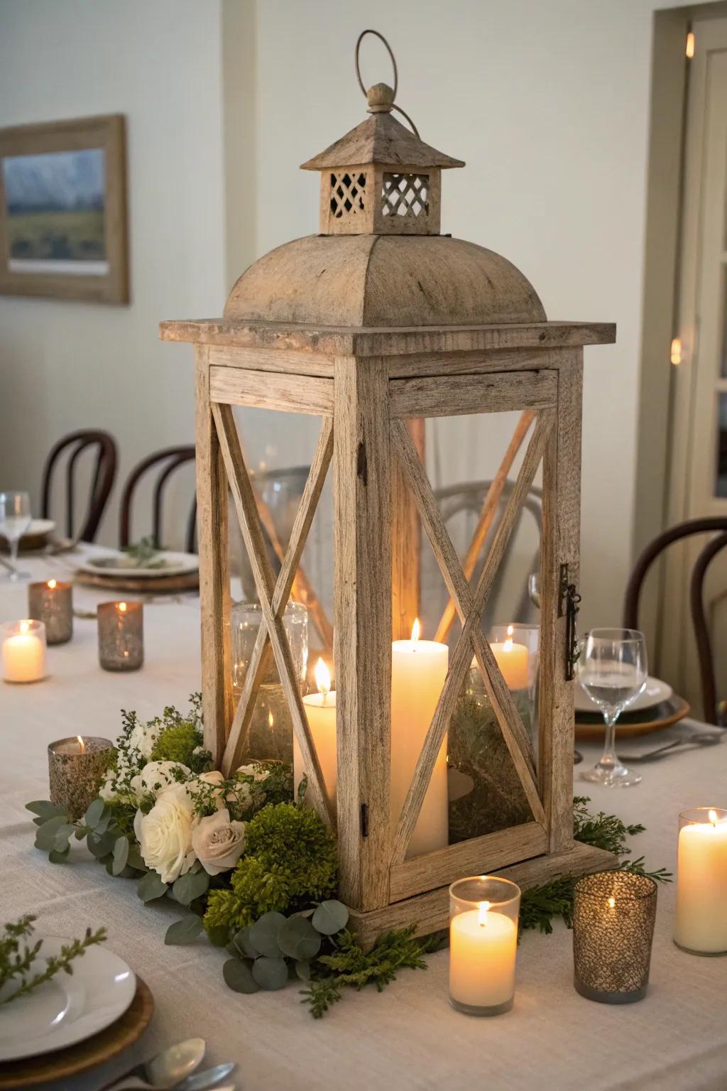 A lantern can function as a striking surface focus piece.