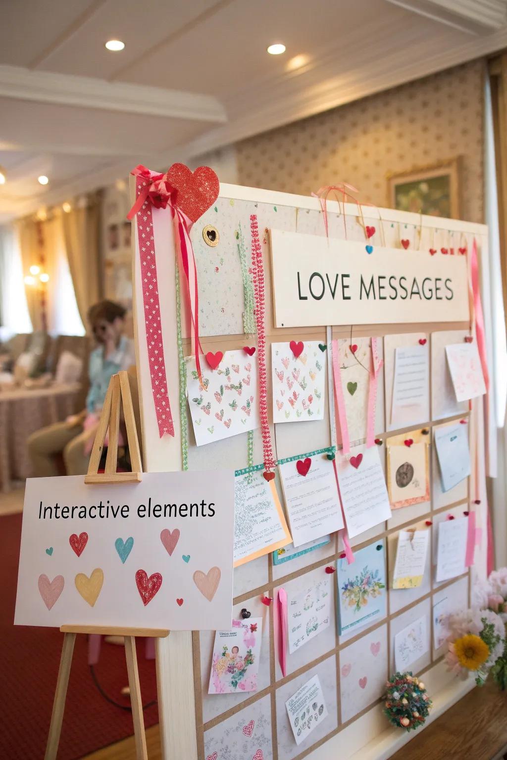 An interactive bulletin board featuring removable affectionate communiques.