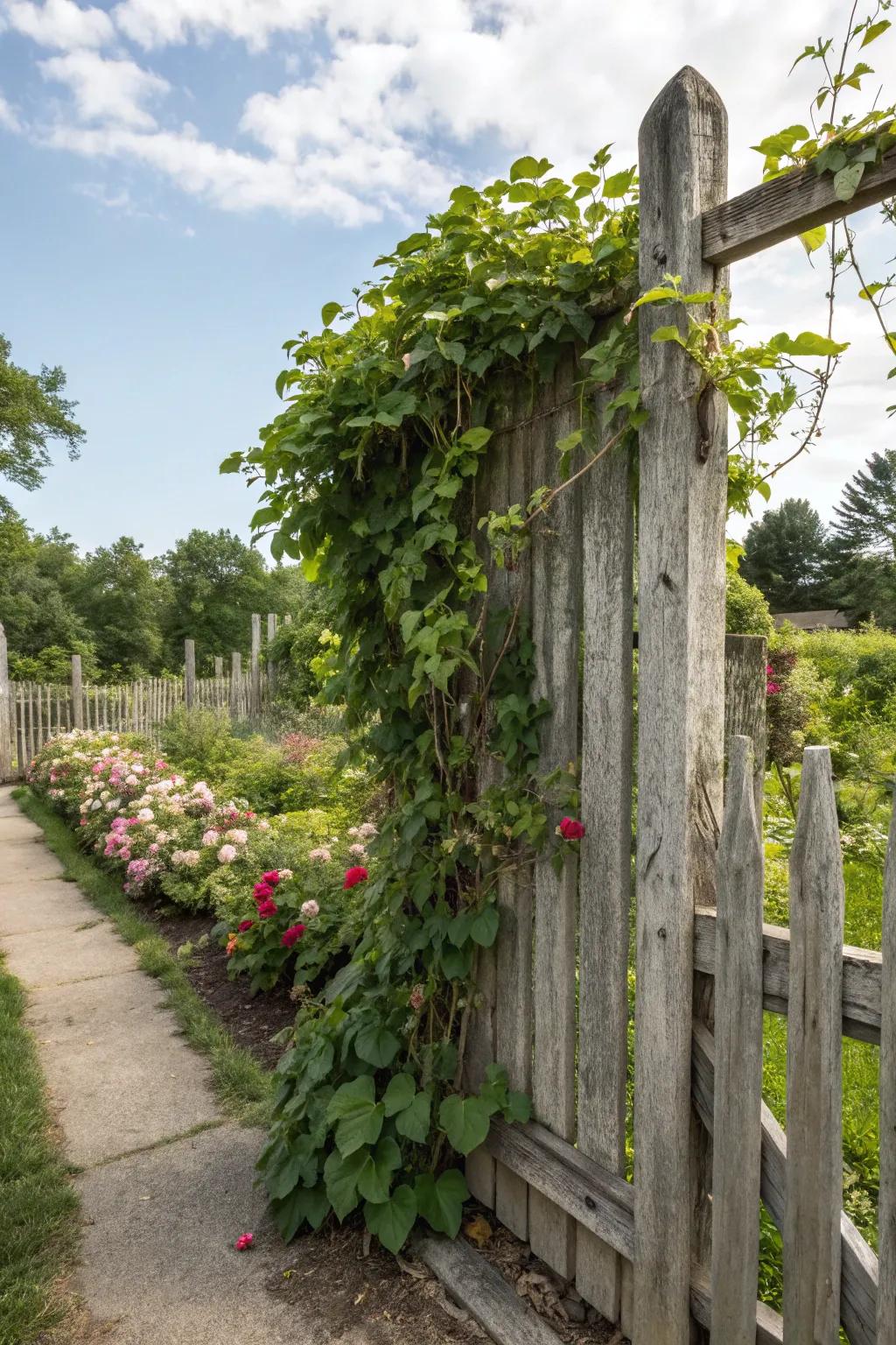 Convert your fencing into a verdant refuge through climbing flora.