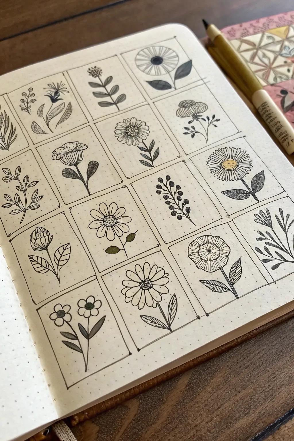 Herbaceous matrices offer a diverse exploration of flower styles.