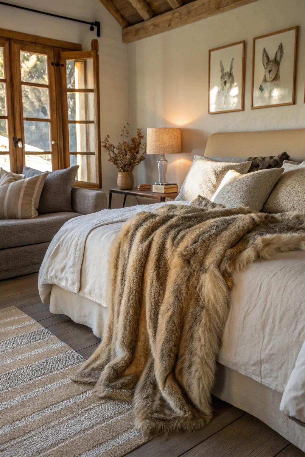 Textured materials provide heat and thickness to the design.