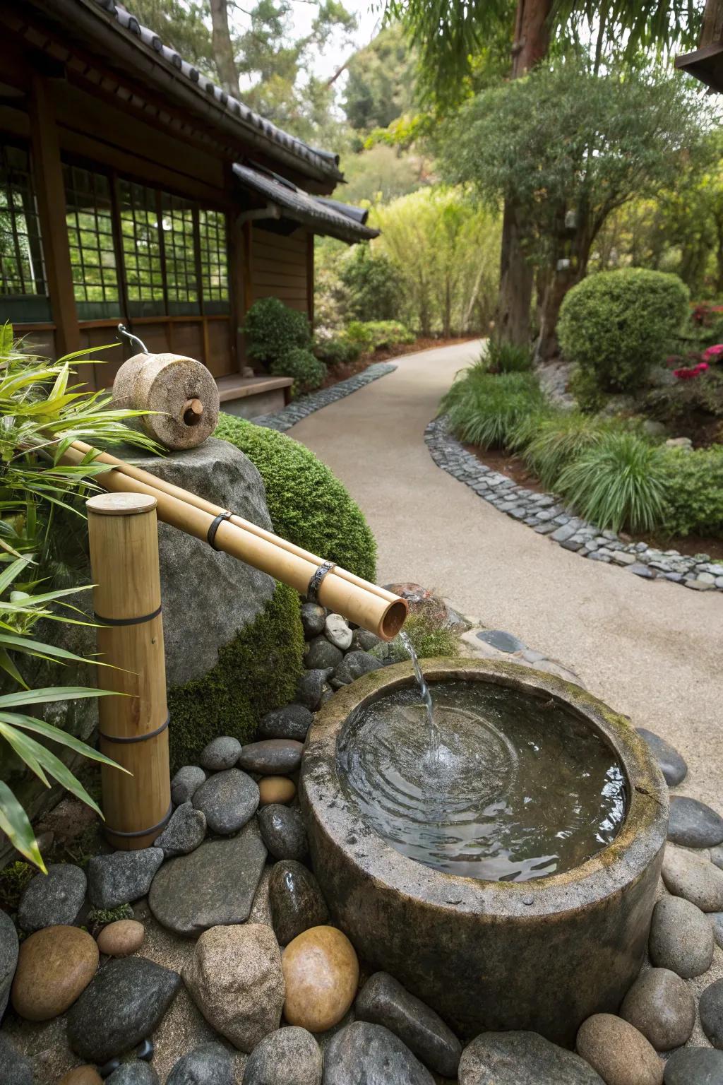 Create a serene retreat with an oriental-inspired fountain.