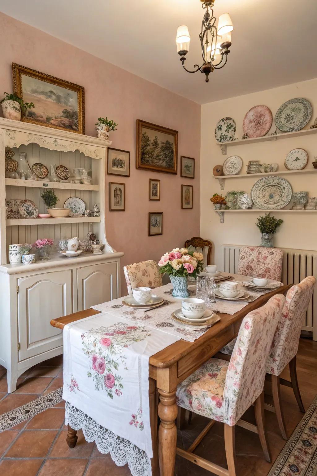 Soft shades fashion a calm and welcoming dining area.