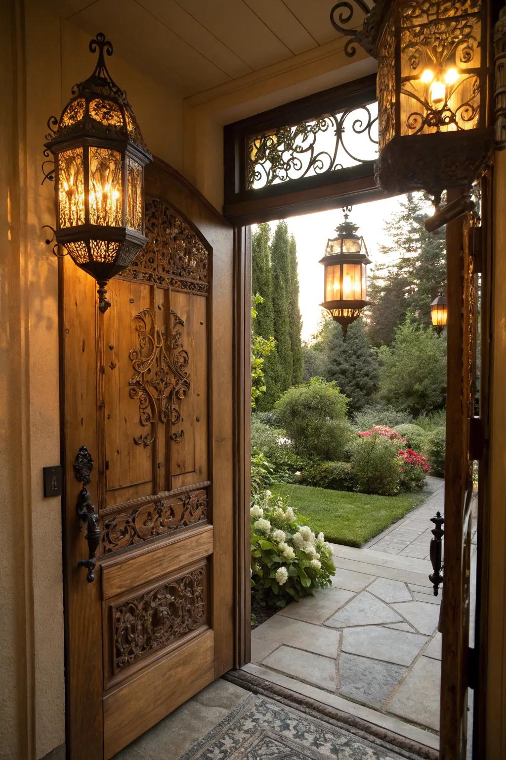 Ornamental lanterns generate a toasty and inviting atmosphere.