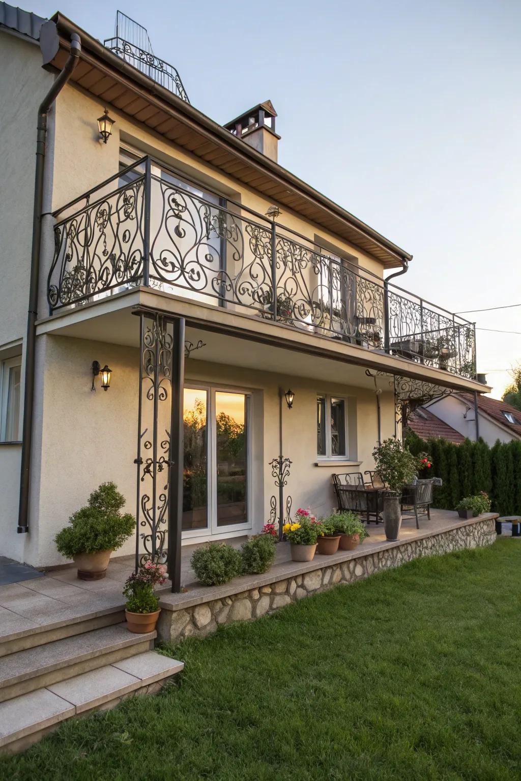 A front extension complete with a balcony, perfect for tranquil mornings.