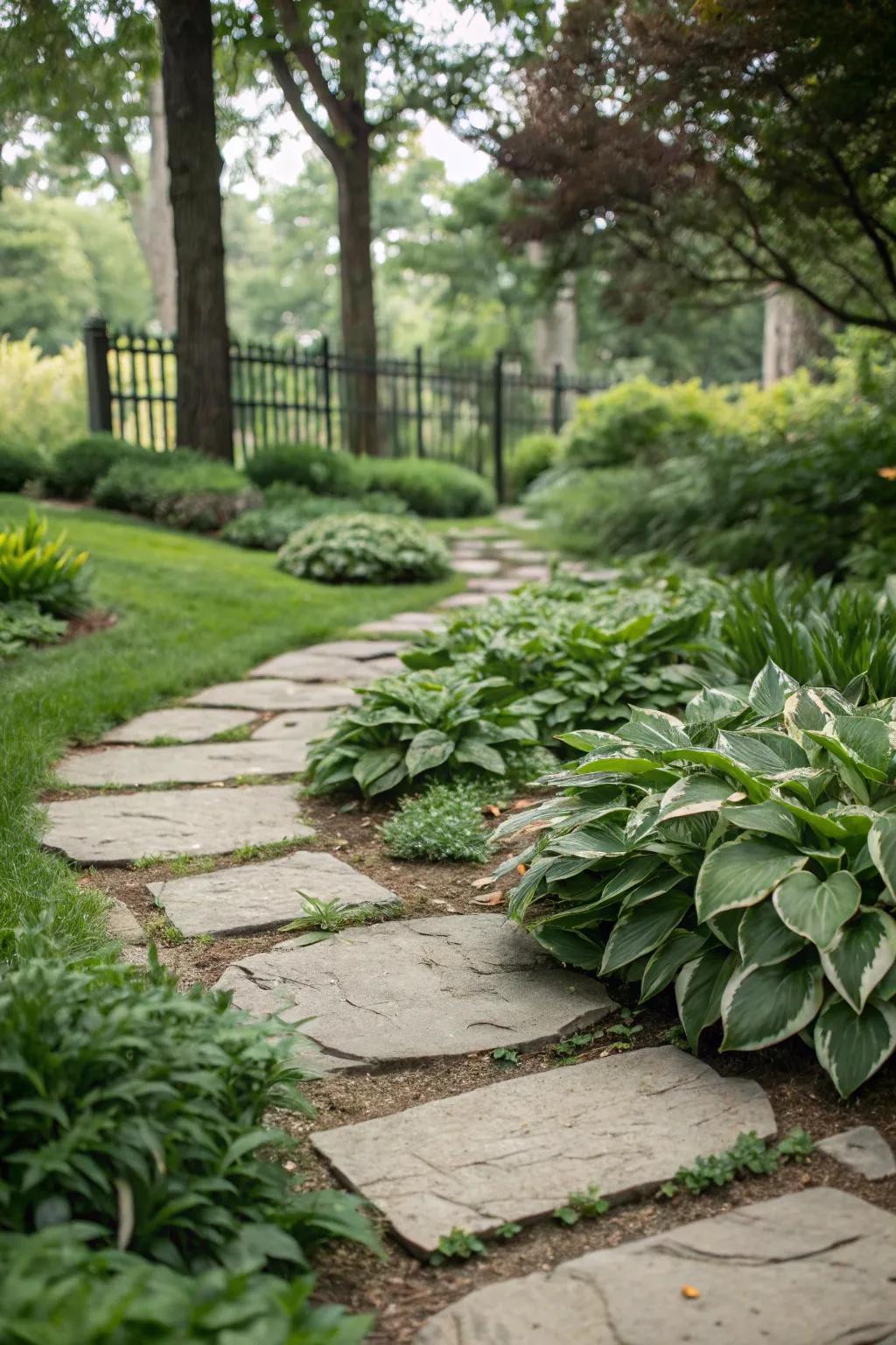 Stone-laid routes infuse grace and structure to glimmerflower gardens.