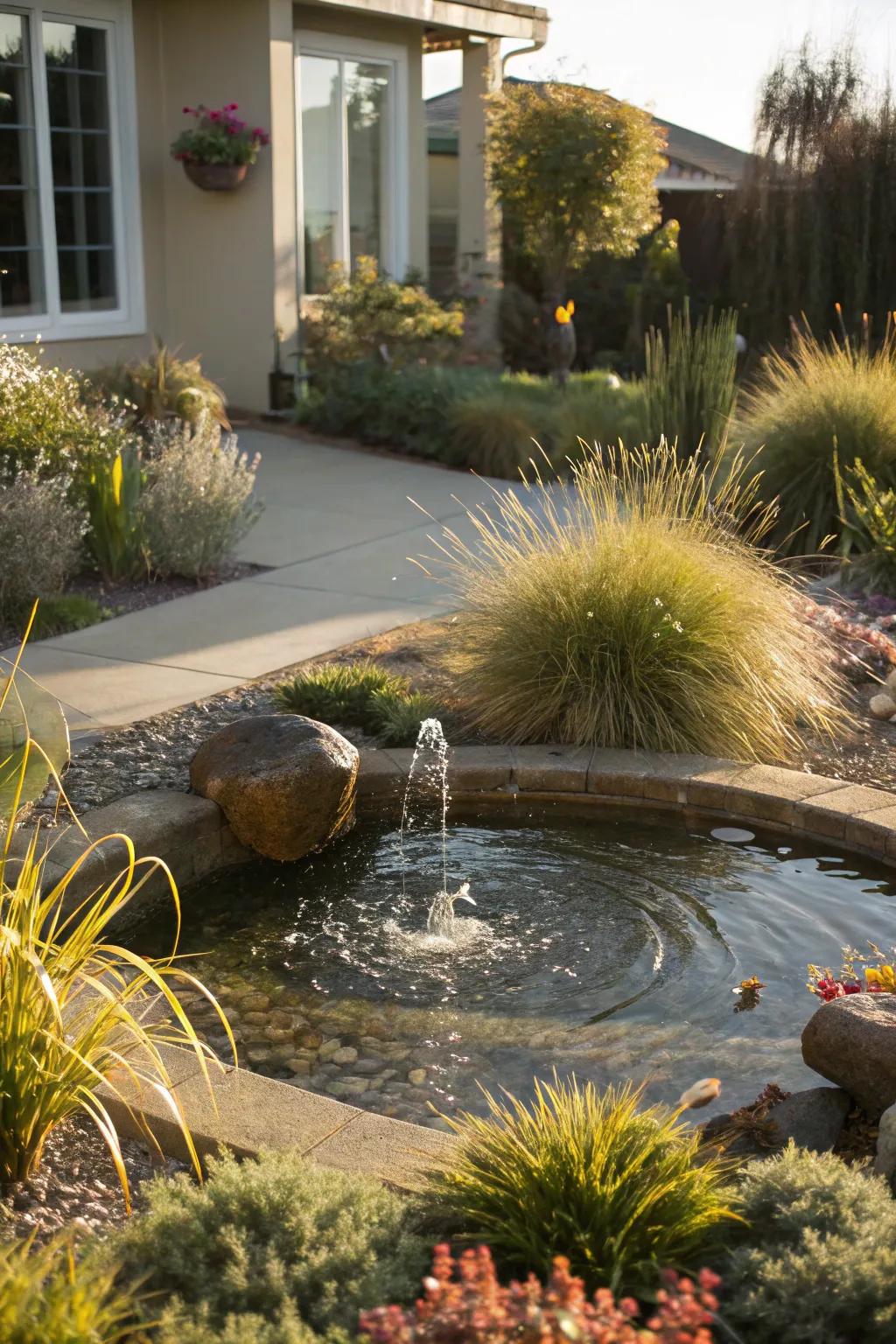 Water features offer both peace and a haven for wildlife.