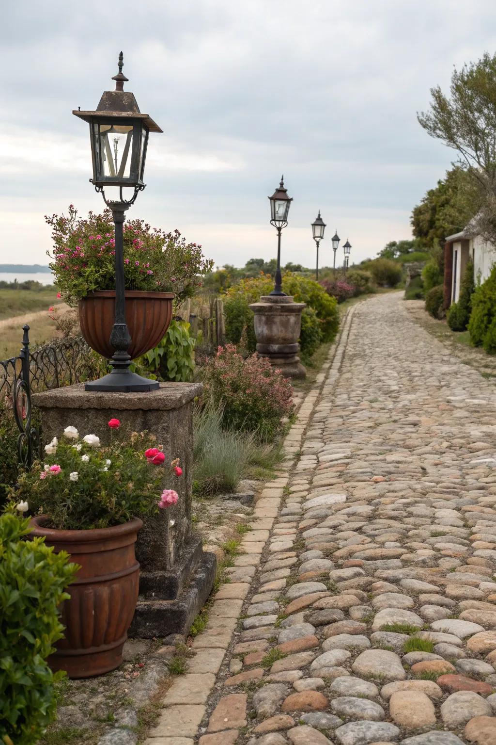 Rock road pavers spark a sense of history and rustic appeal.