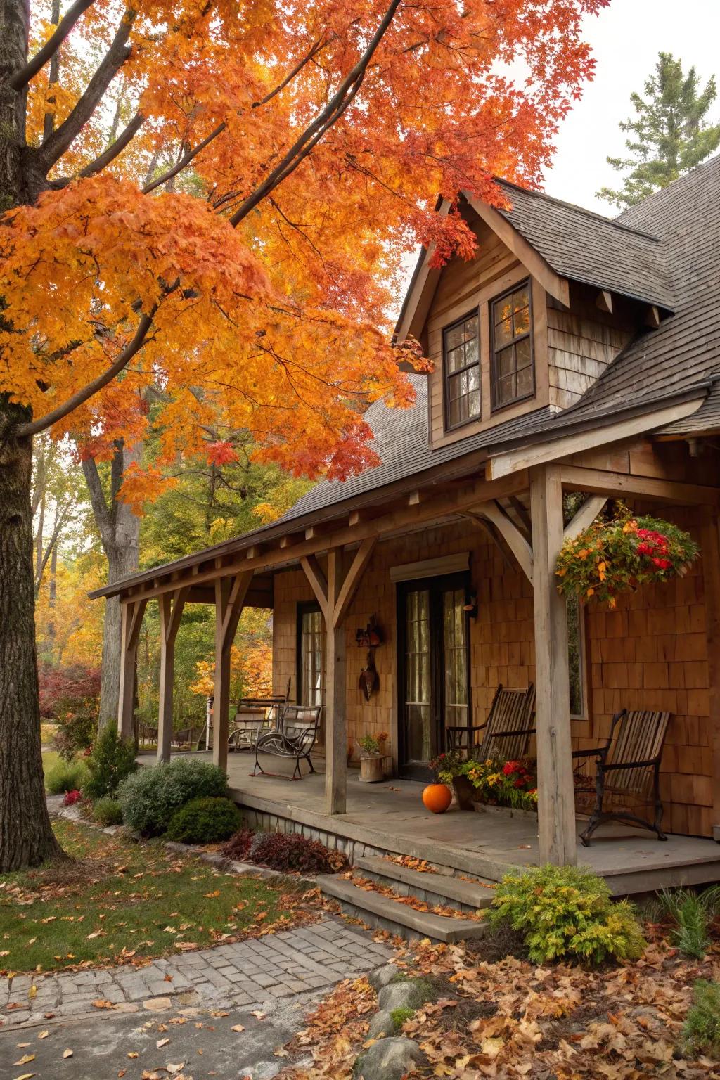 Wood supports add country charm to peaks.