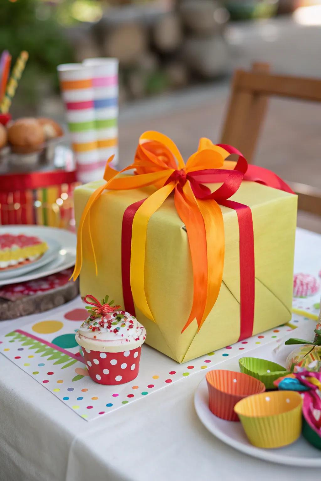 Gift with bold and bright bands