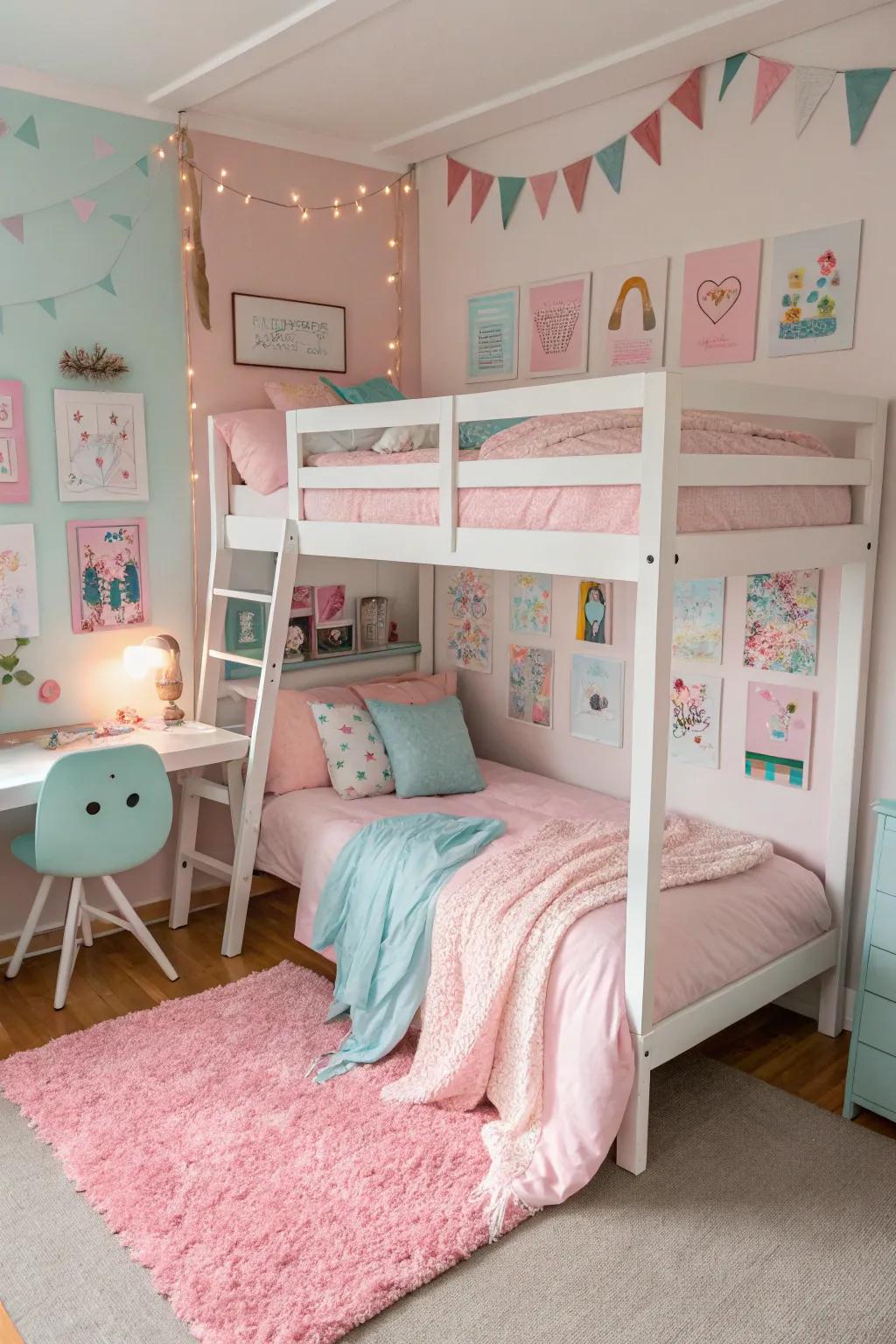 Soft shades create a calming and pleasant setting.