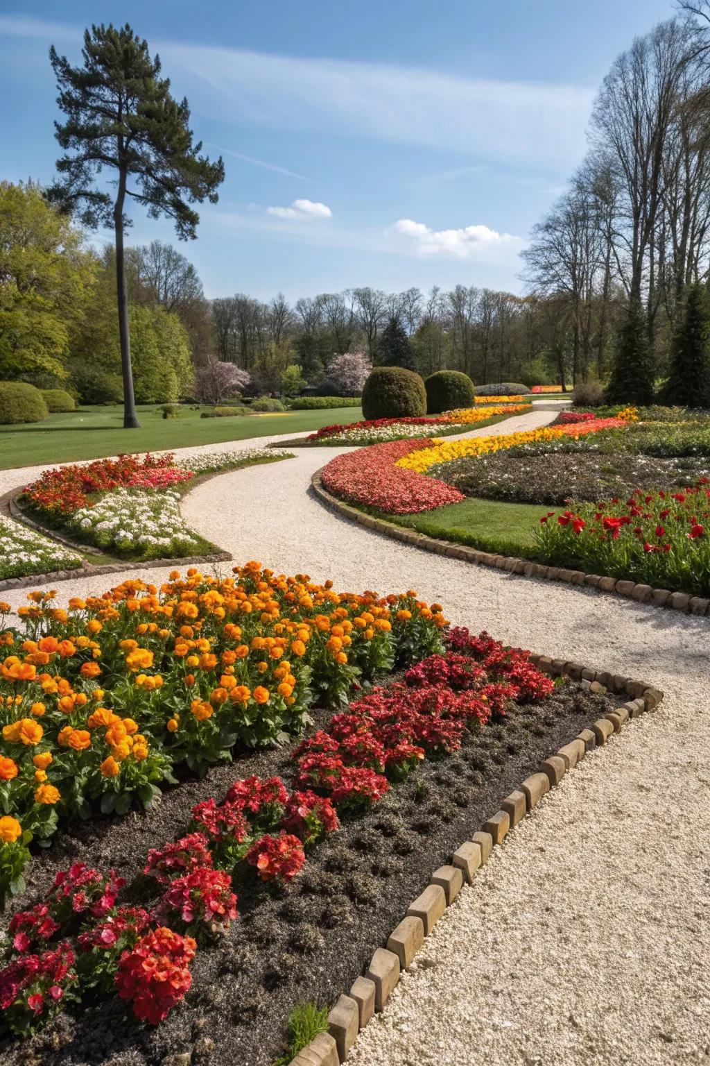 A garden bed boasting contrasting stone colors for maximum impact