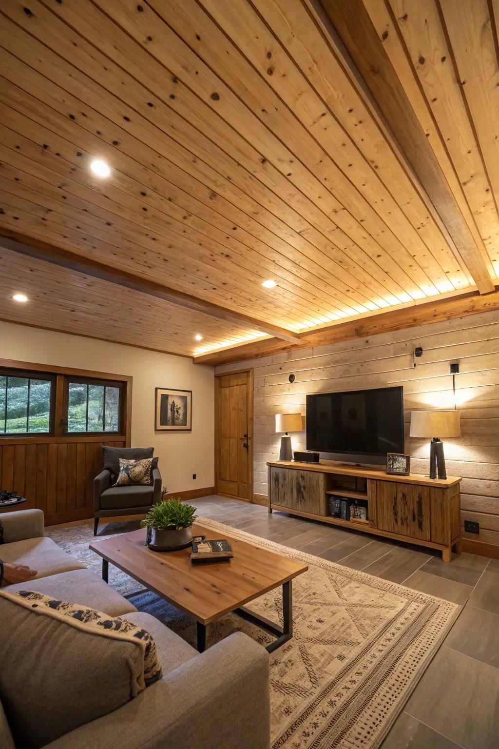 Unprocessed wood ceilings deliver warmth and texture to any interior.