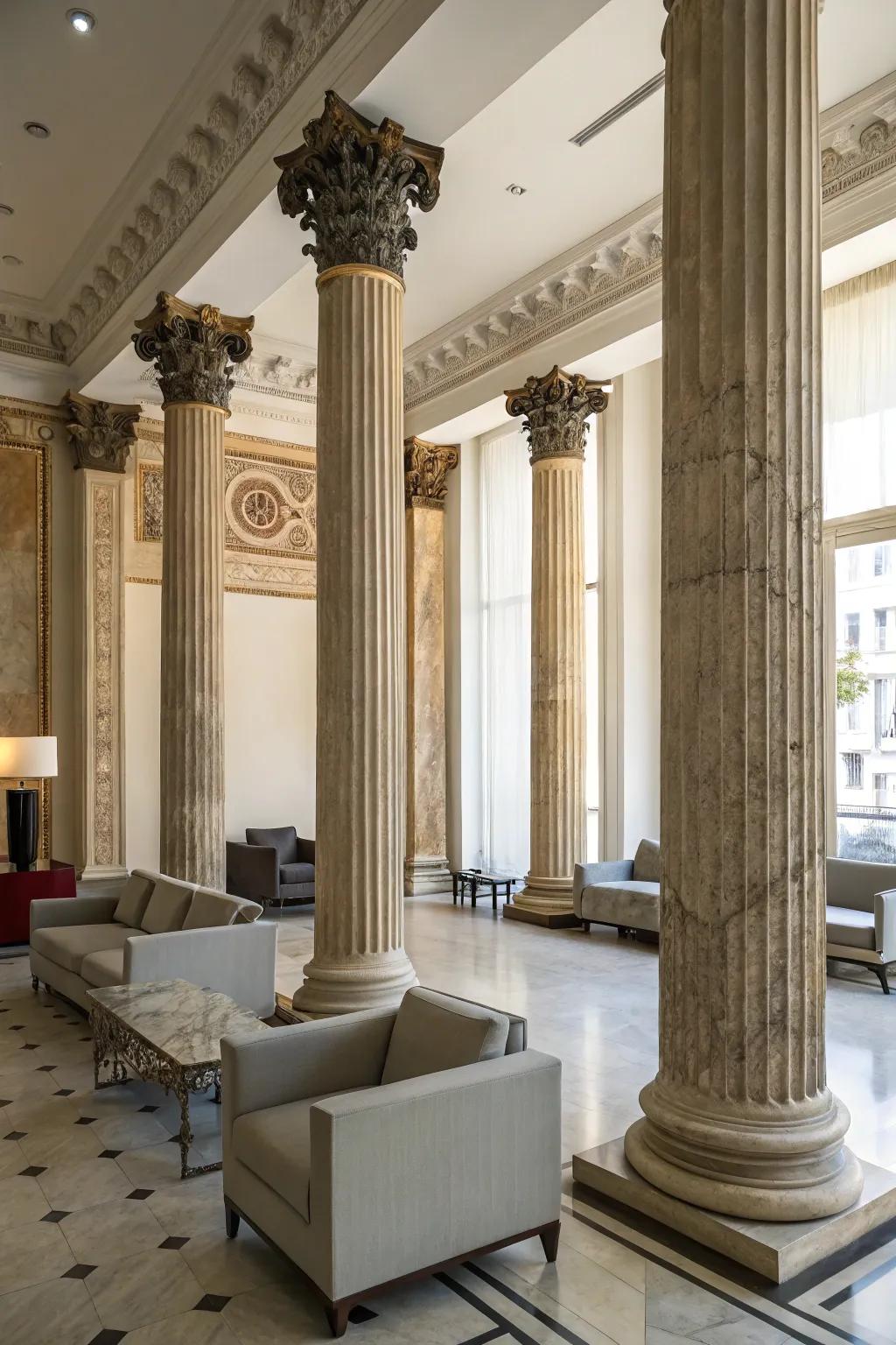 Mixing classic and modern aspects fashions a dynamic Hellenic-inspired space.