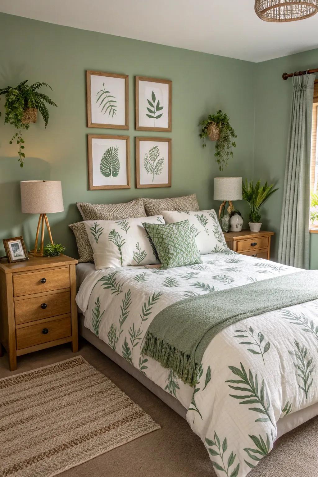 Sage green brings peace to your bedroom sanctuary.