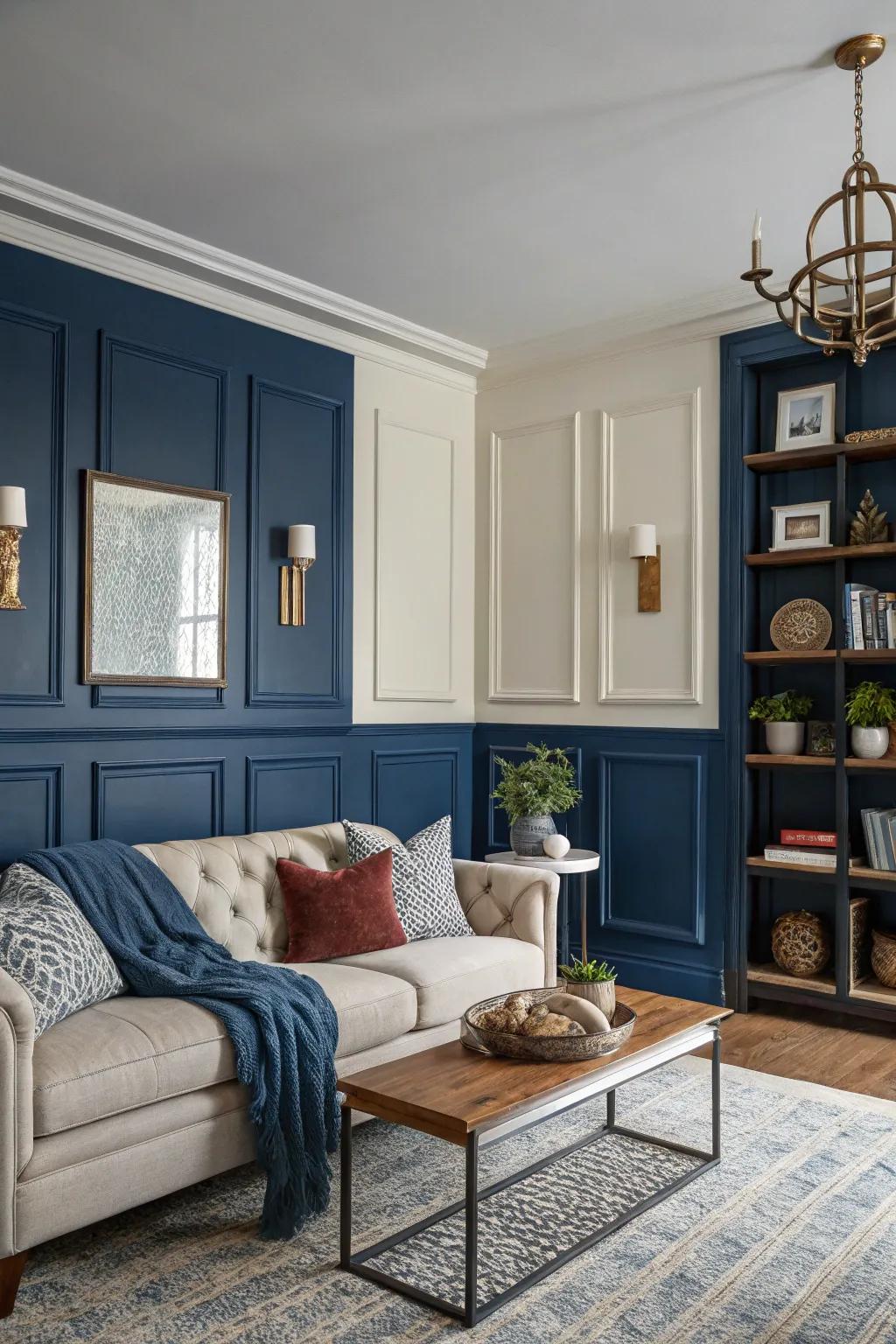 Create impact with contrasting two-tone paneling.