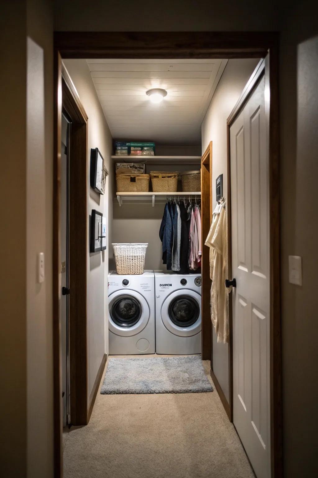 A small-scale laundry closet made for those slender spots.