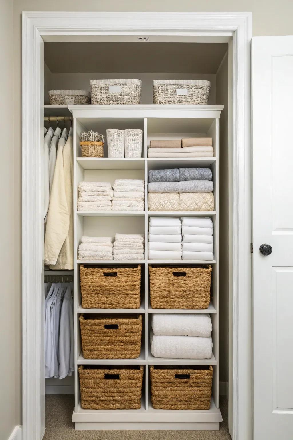 Capitalizing on the full height of your closet maximizes storage potential.