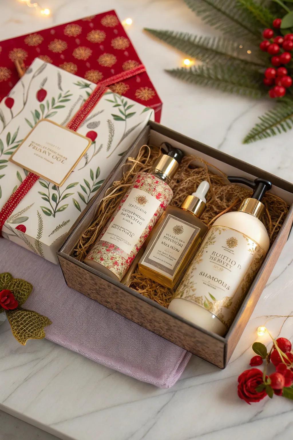 An opulent present compilation consolidating hand soap with corresponding essentials