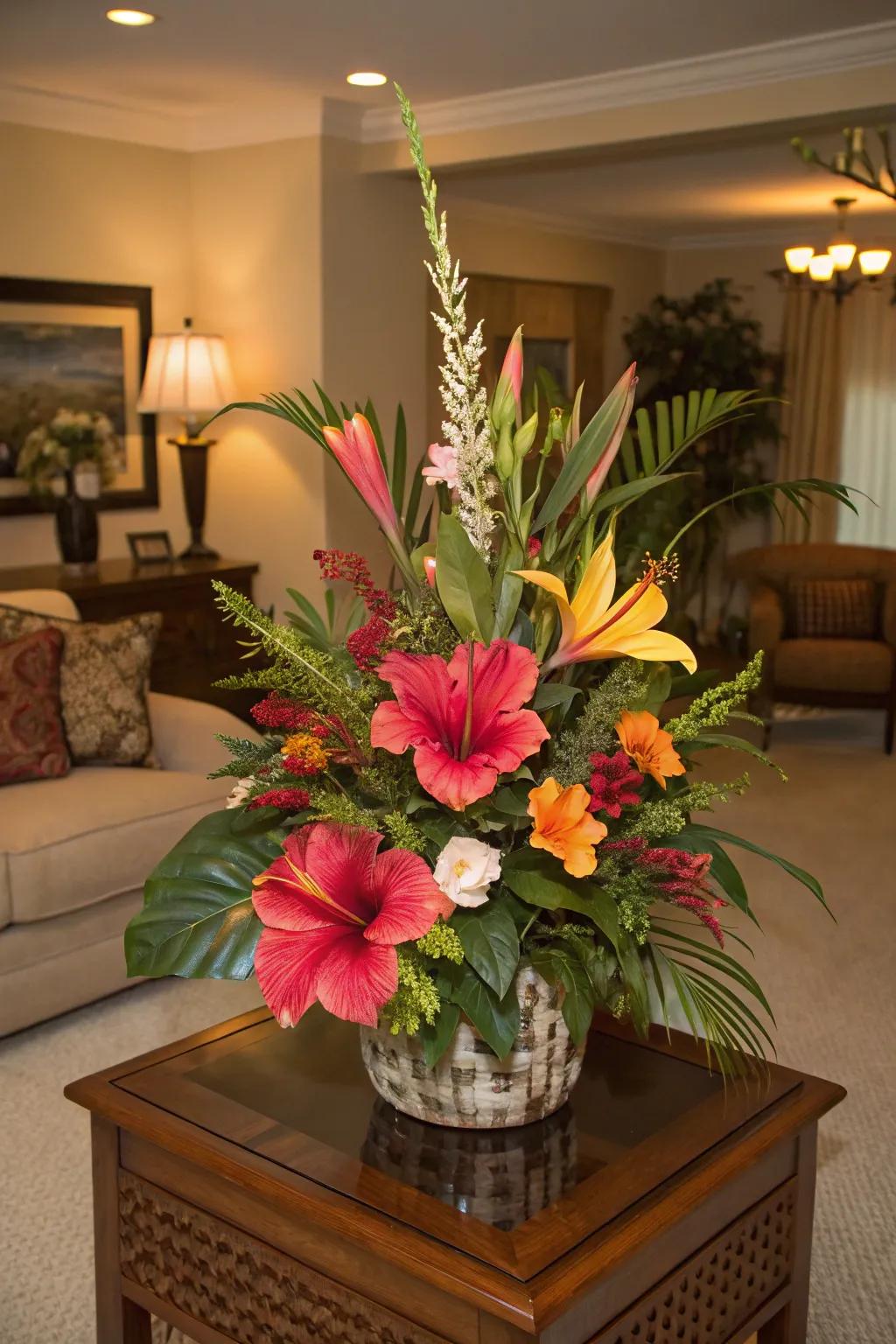 Radiant blossoms add a tropical allure to any location.