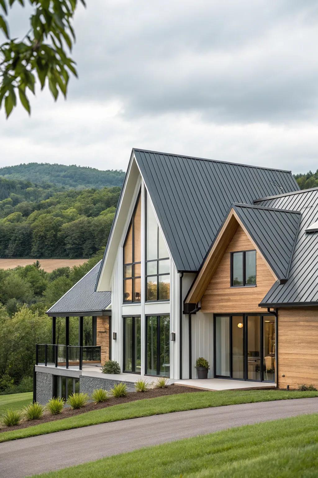A striking architectural proclamation with impactful roof features.
