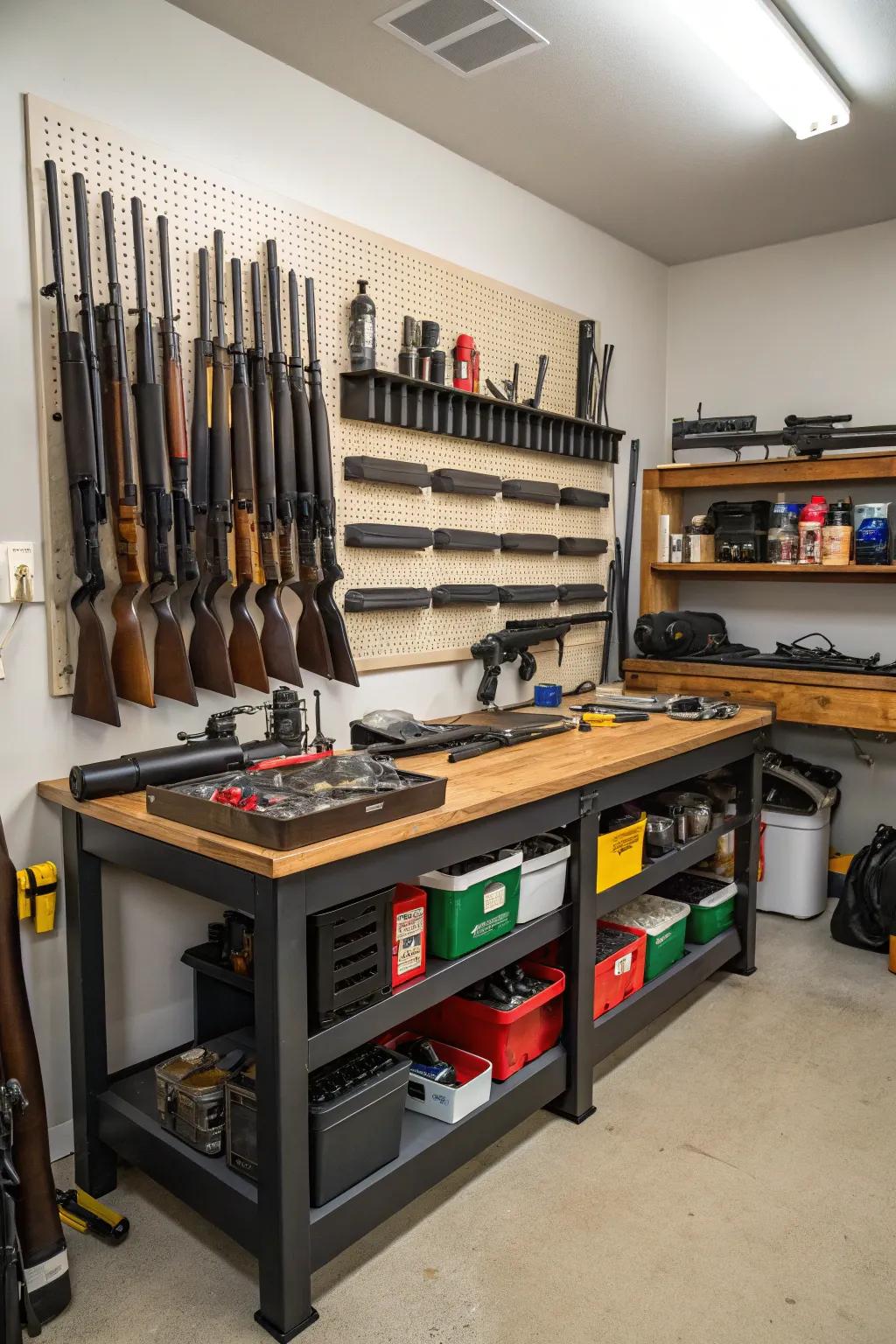 A workbench enhances both usefulness and appeal to your defense space.