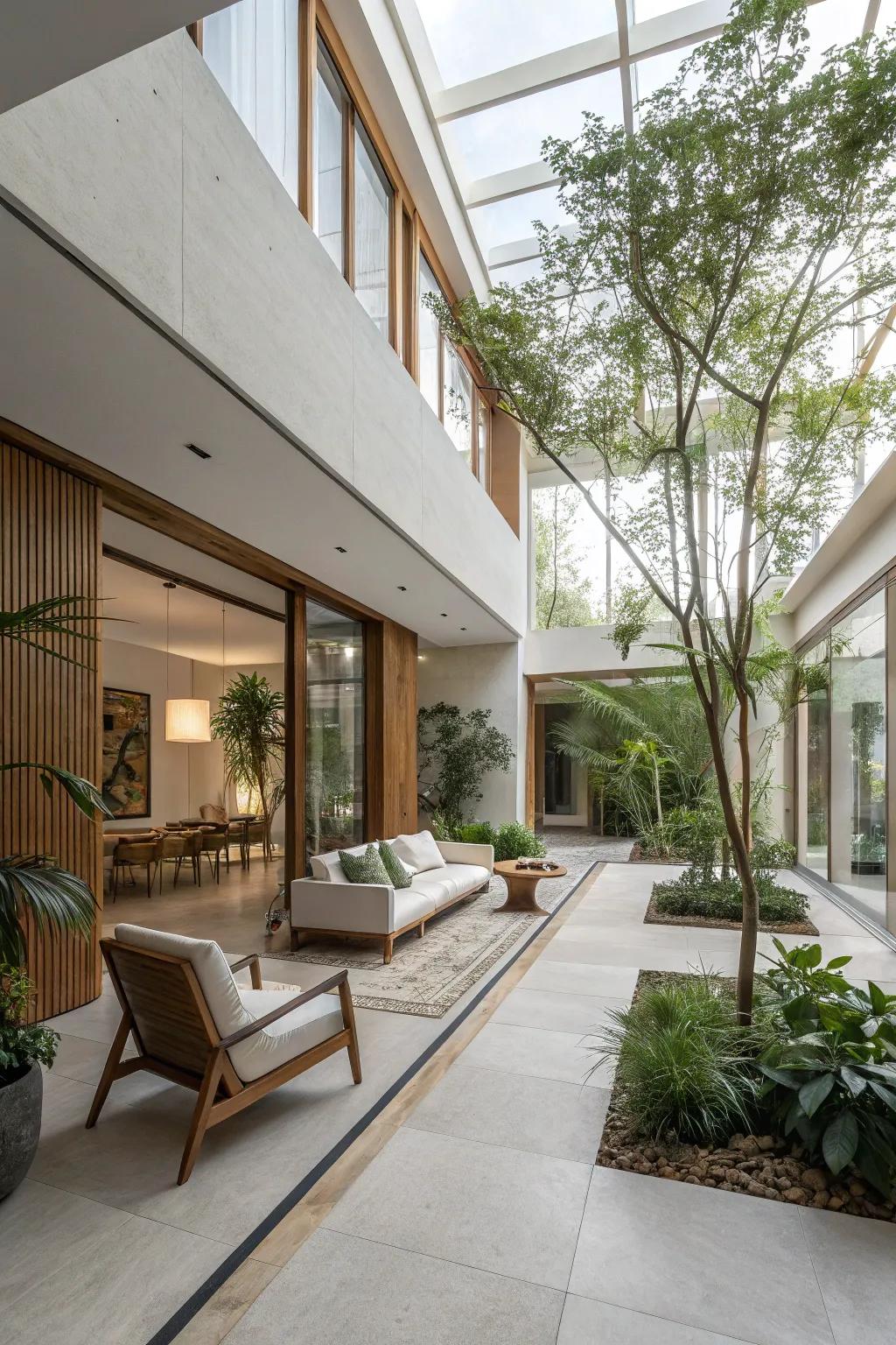 A minimalist sun court layout focusing on simplicity and sophistication.