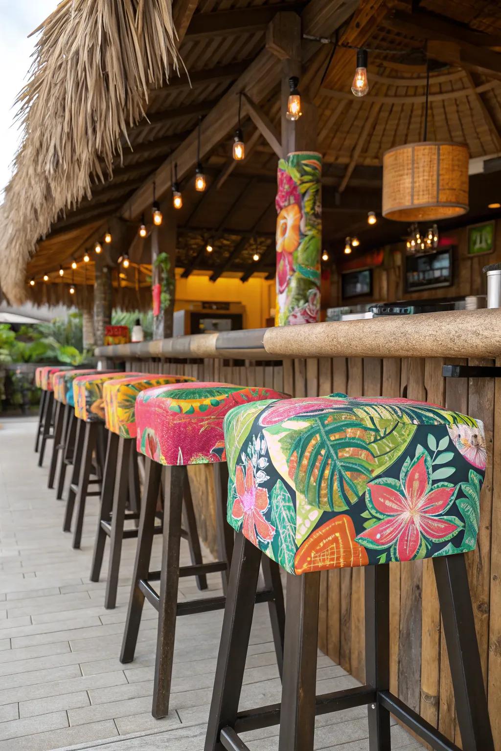 Incorporate a burst of hue with lively bar seating.