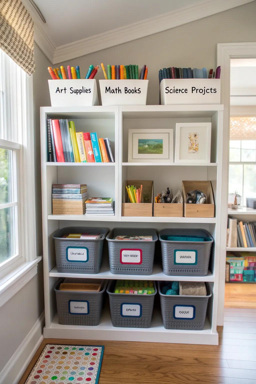 Labels assist in sustaining structure and teaching children responsibility in organizing their area.