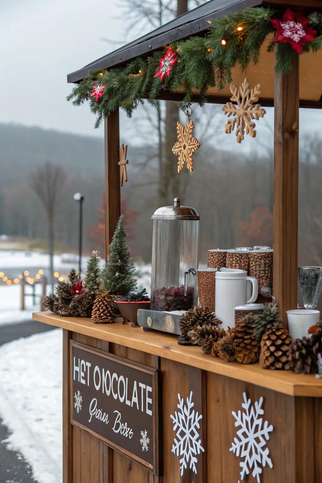 Festive decor elevates the mood of your hot chocolate bar.