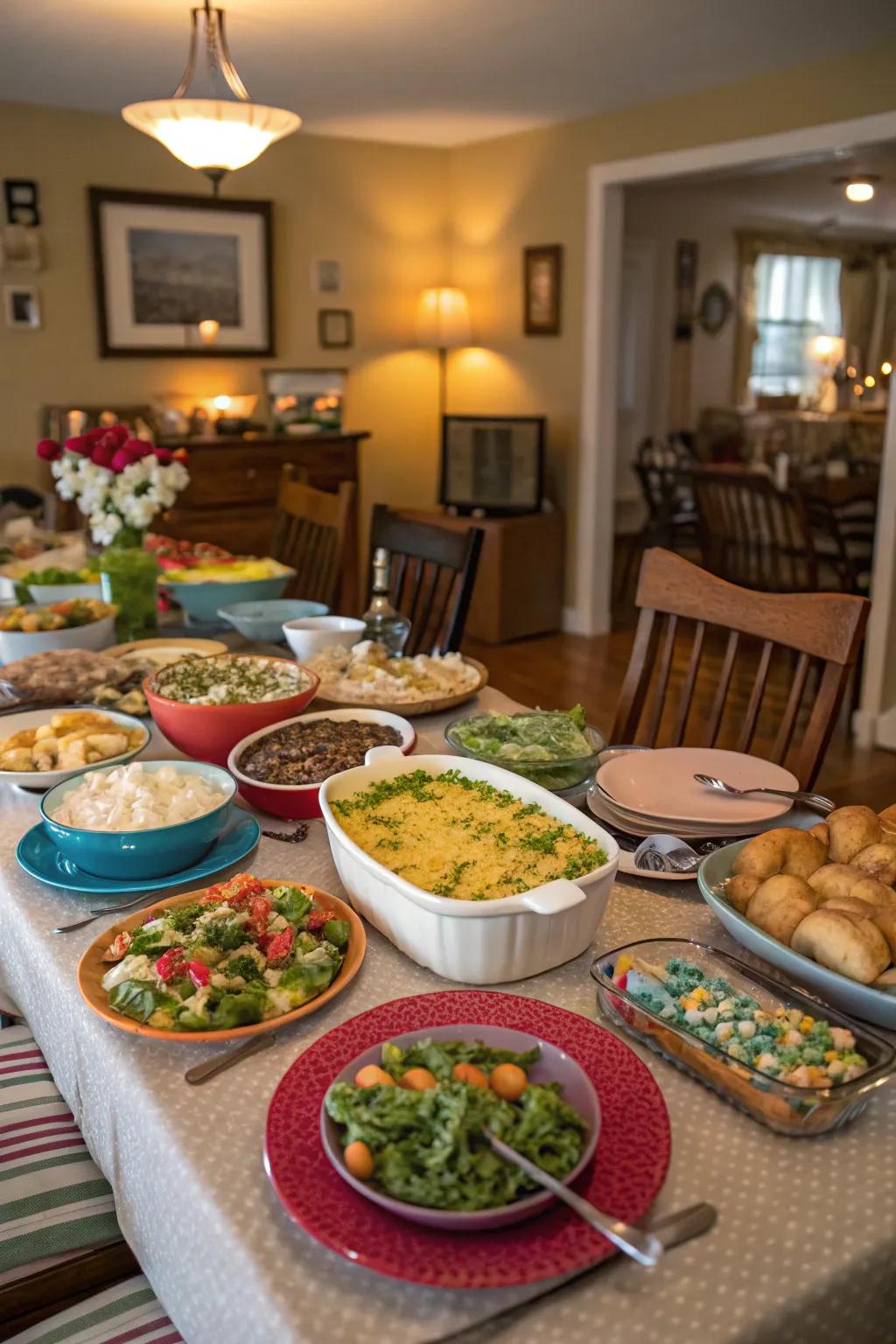 A varied and scrumptious communal supper arrangement