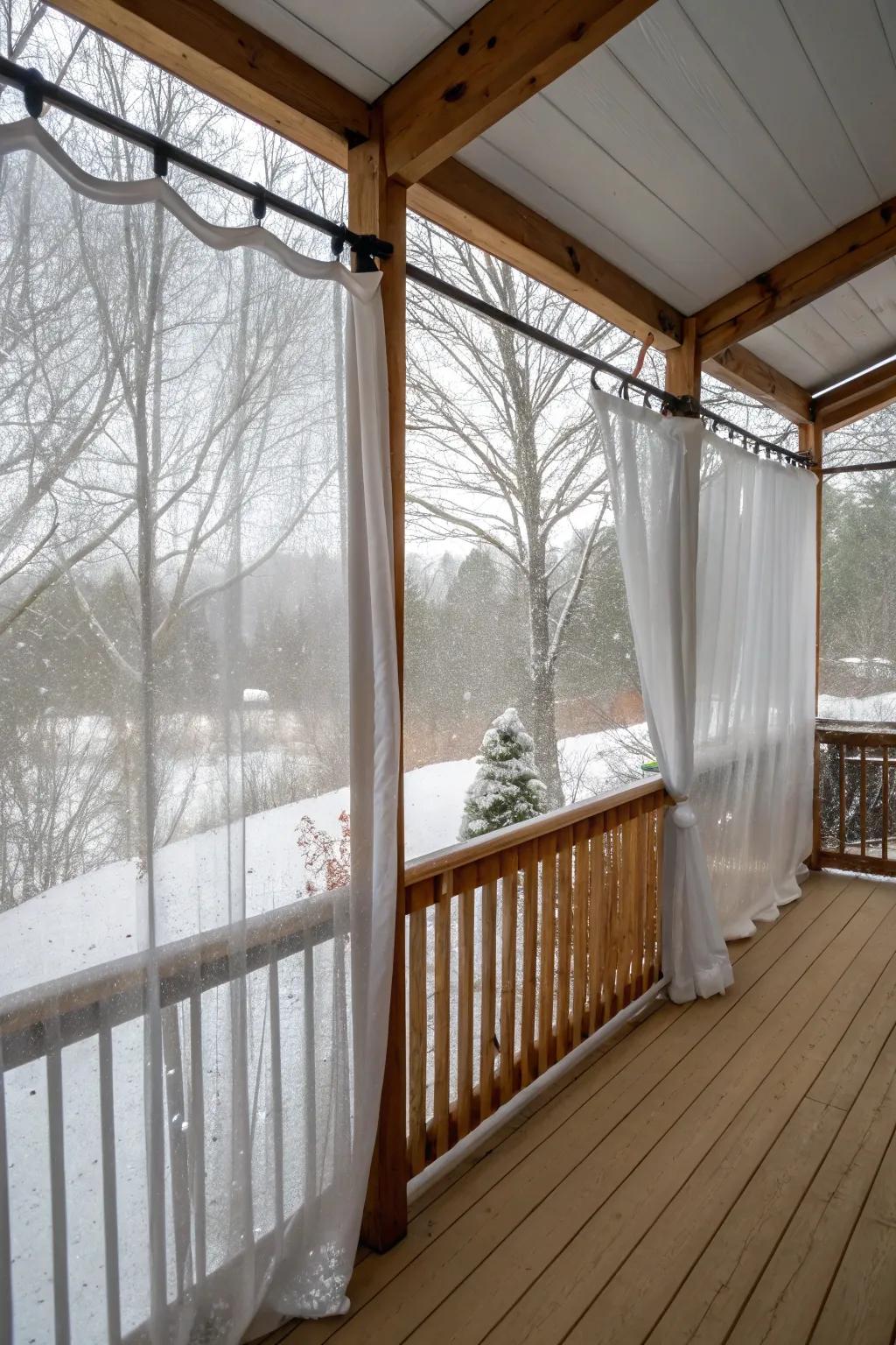 Plastic drapes block out the cold while keeping your view open.