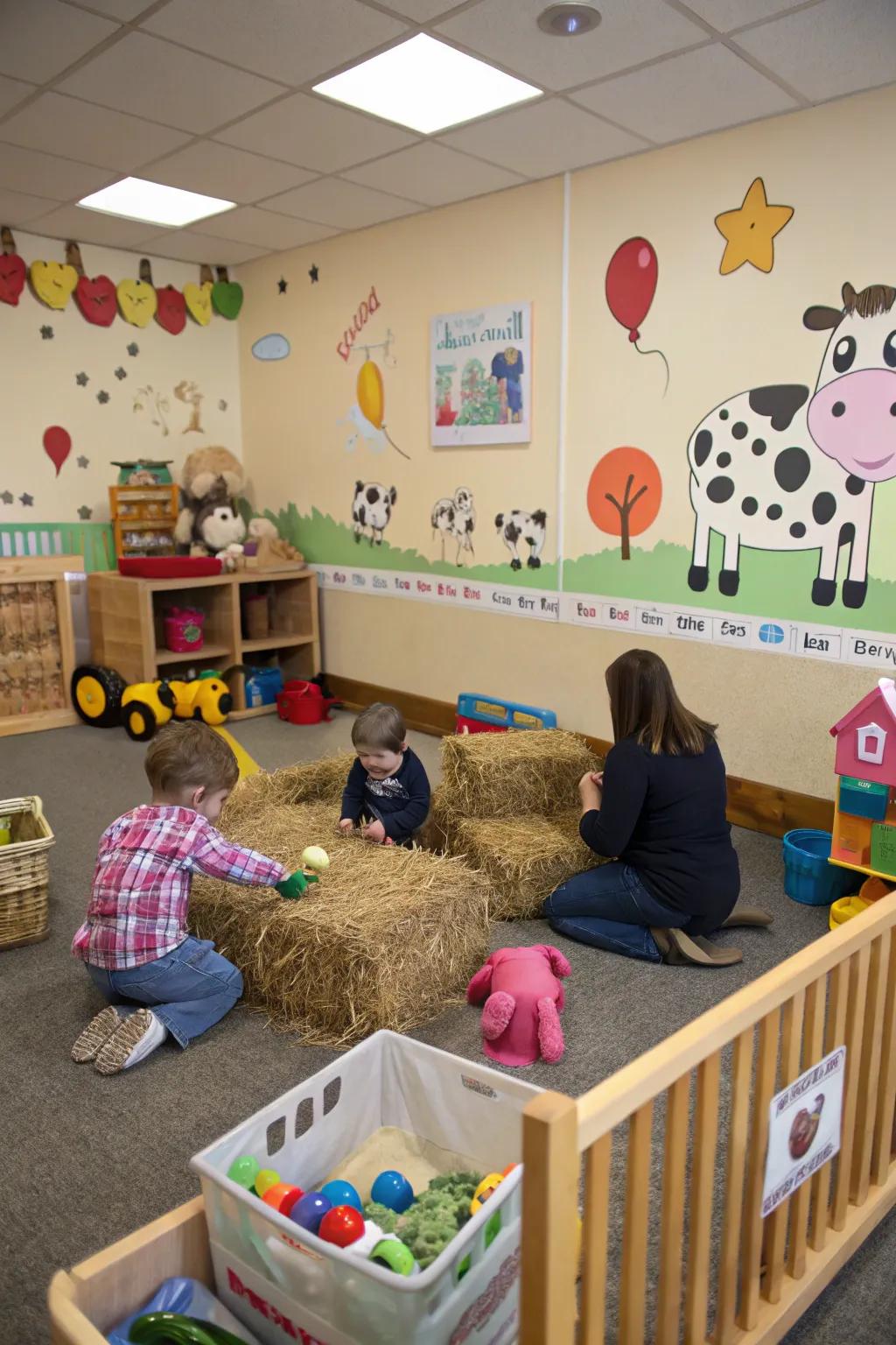 A cheerful farm setting that delivers the rural area to the classroom.