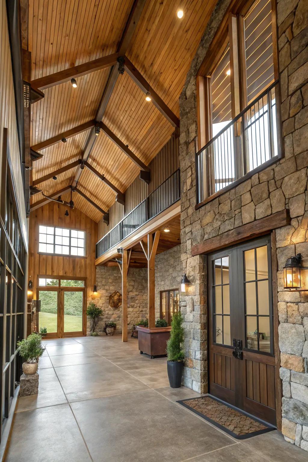 Mixing materials spices up the textures and feels inside a barndominium.