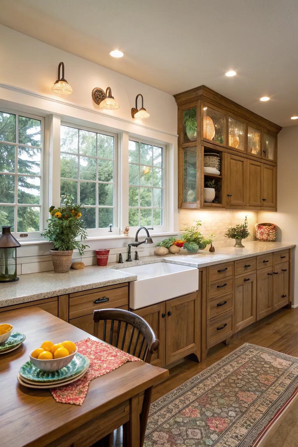 Sub-cabinet windows brighten work areas, improving both functionality and the overall atmosphere.