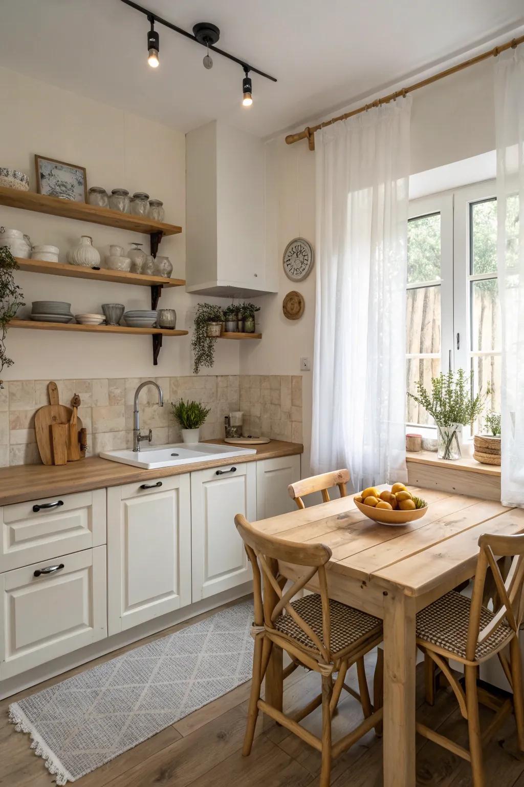 Pale shades can trigger a smaller cooking area to feel more roomy.