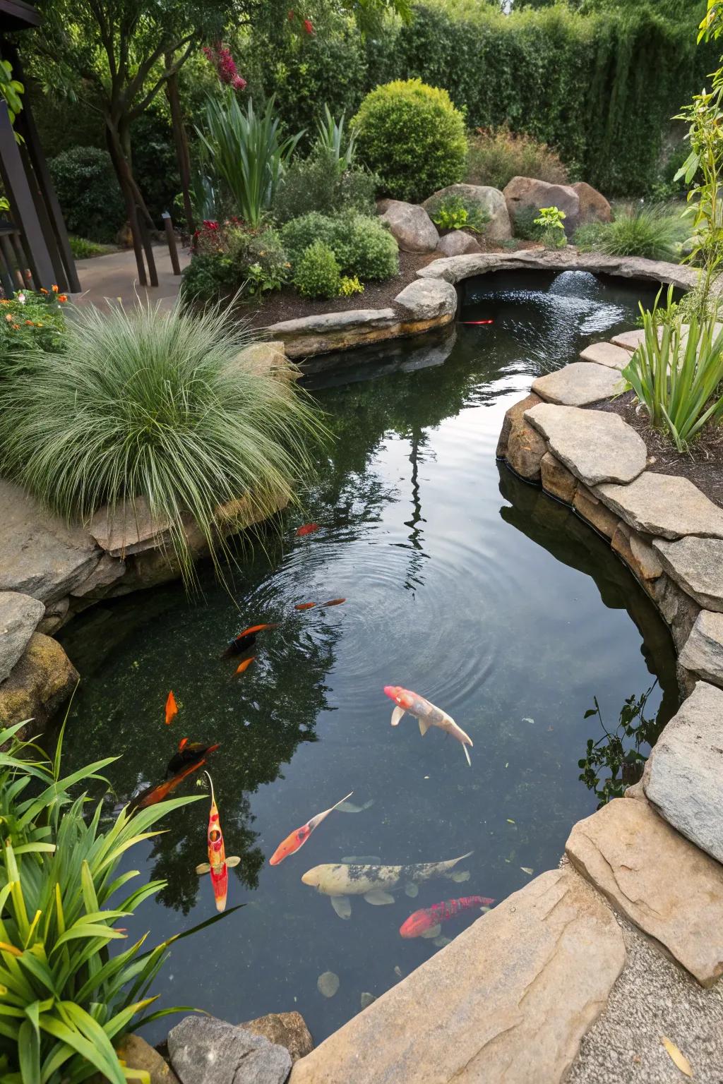 Eccentric figures are capable of transforming a koi haven into a spellbinding attribute.