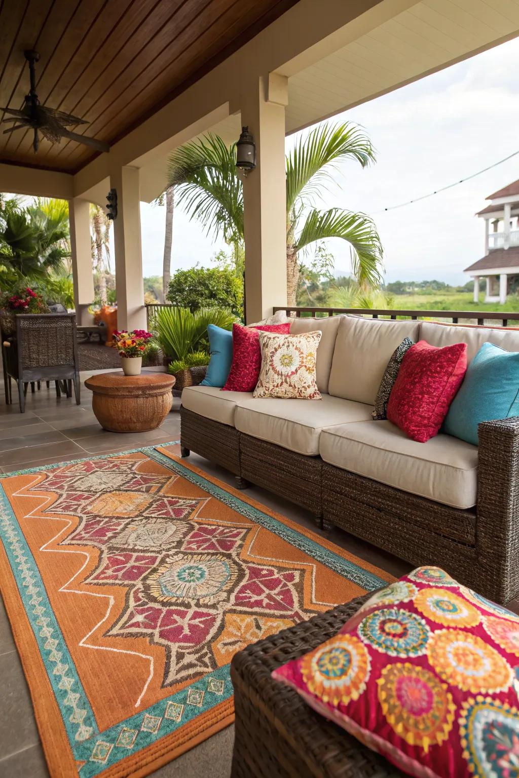 Personal touches add warmth and style to this lanai.